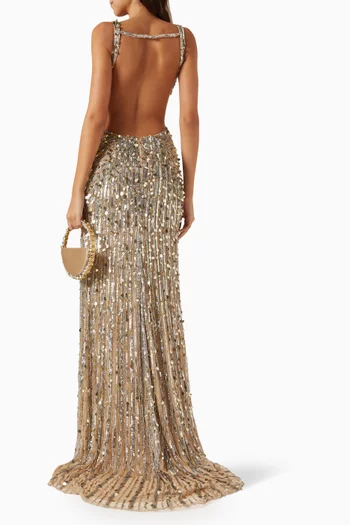 Embellished Open-back Gown