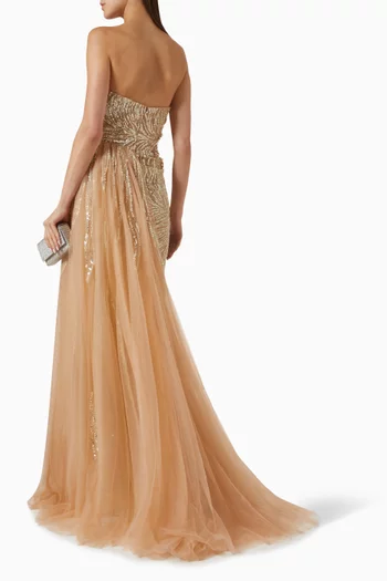 Sequin-embellished Strapless Dress