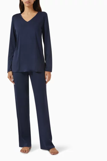 Long-sleeves Pyjama Set in Cotton-silk