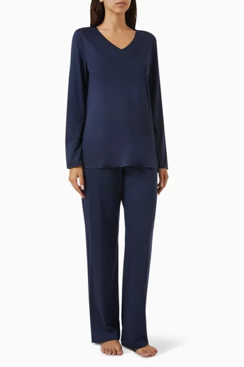 Long-sleeves Pyjama Set in Cotton-silk