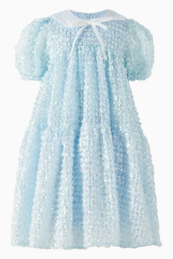 فستان بطول الركبة مطرز بالترتر