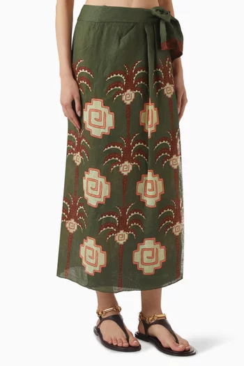 تنورة امازون ايكوس بتصميم ملفوف كتان