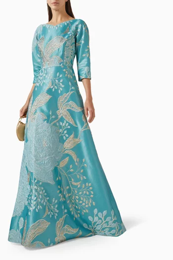 Floral Embroidered A-line Gown