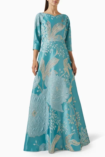 Floral Embroidered A-line Gown
