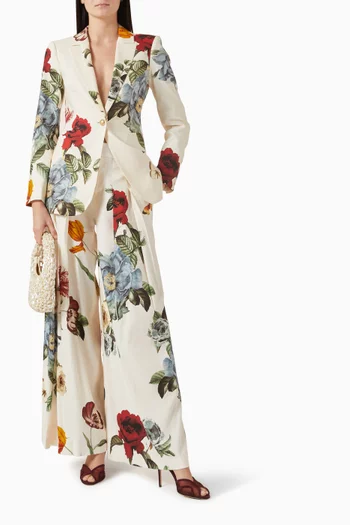 Blaire Floral-print Pleated Pants
