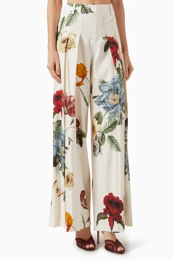 Blaire Floral-print Pleated Pants