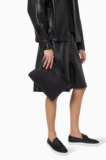 حقيبة فانكي بحلى معدنية مدببة جلد