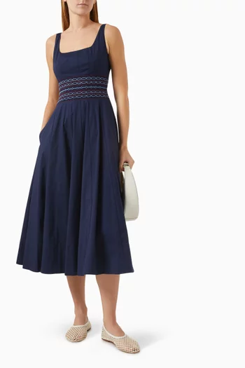 فستان ريج مزين بتطريزات قطن بوبلين