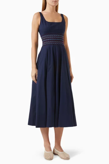 فستان ريج مزين بتطريزات قطن بوبلين