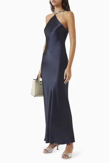 Cadence Pearl-embellished Dress in Satin