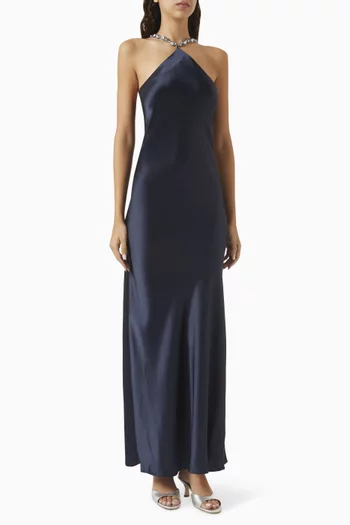 Cadence Pearl-embellished Dress in Satin