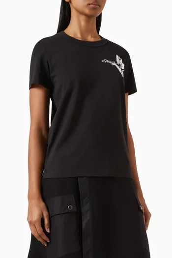Tulip-embroidered Crop T-shirt in Cotton-jersey