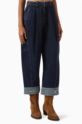 Curved Wide-leg Cropped Jeans in Denim