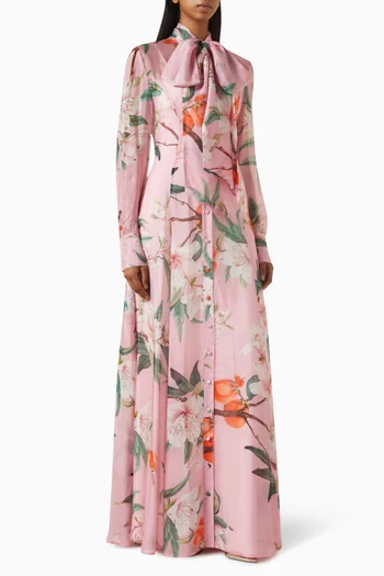 Lilith Tie Neck Maxi Dress