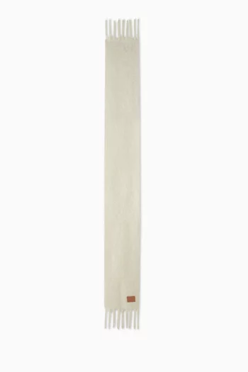 Logo Fringe Scarf in Wool-blend
