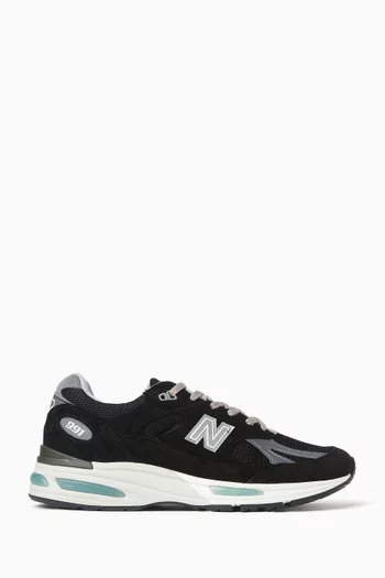 Made in UK 991v2 Sneakers in Mesh & Pigskin Suede
