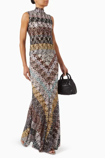 Flared Lace-knit Skirt in Rayon Blend