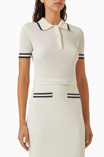 Whitten Knit Polo Top in Cotton Bouclé