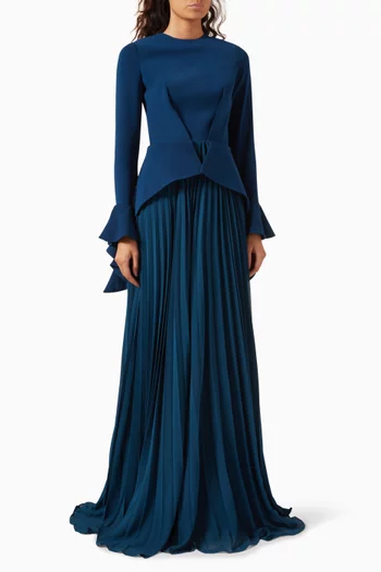 Tailored Pleated Maxi Dress