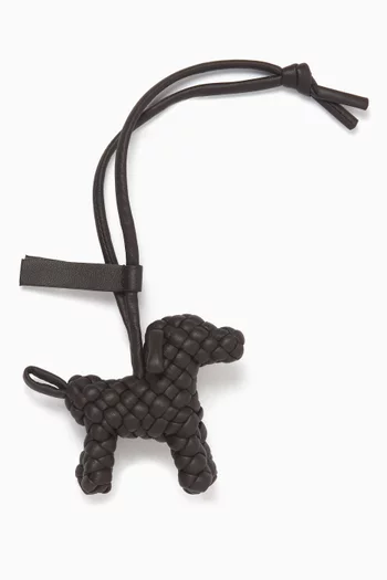 Dog Charm in Intreccio Leather