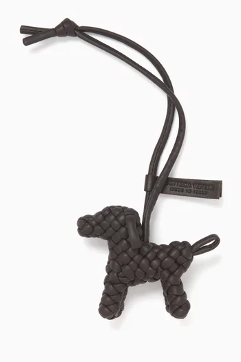 Dog Charm in Intreccio Leather