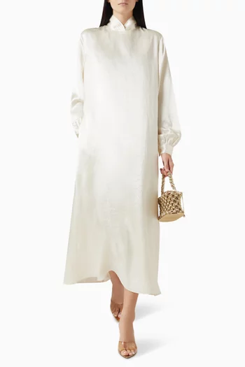 فستان بياقة ملفوفة ستان