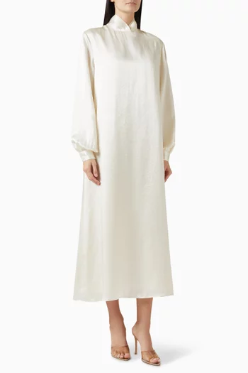 فستان بياقة ملفوفة ستان