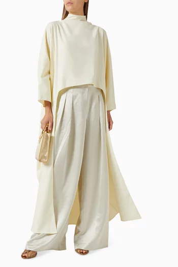 بلوزة ليلي بحافة منسدلة مزيج صوف