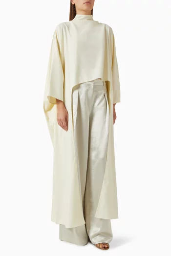 بلوزة ليلي بحافة منسدلة مزيج صوف