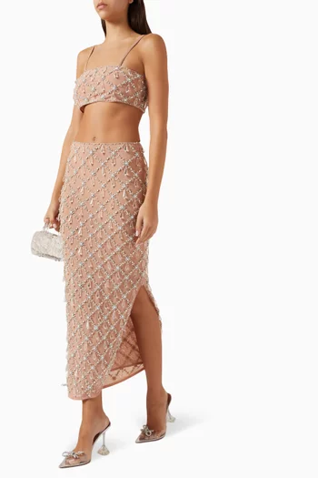 Calliope Embellished Skirt in Mesh