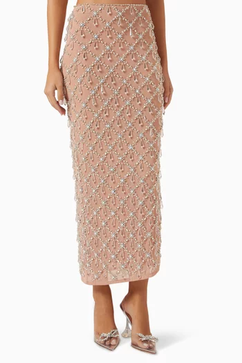 Calliope Embellished Skirt in Mesh