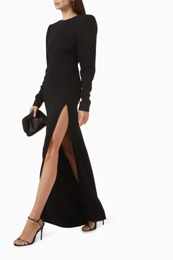 Column Slit Dress in Virgin Wool Blend