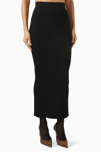 Rib-knit Column Skirt