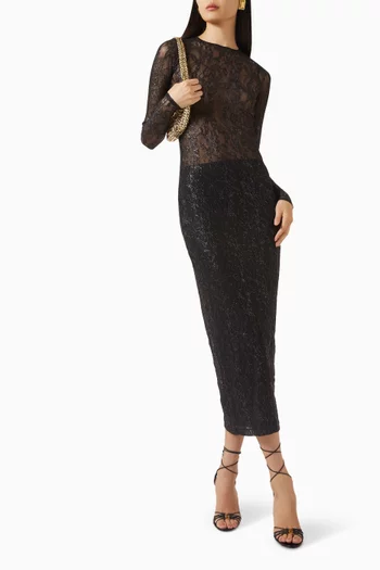 Sheer Midi Dress in Lace