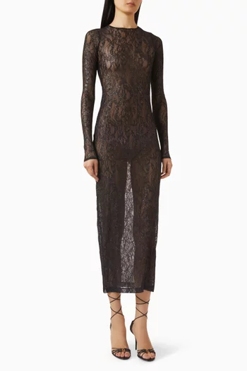 Sheer Midi Dress in Lace
