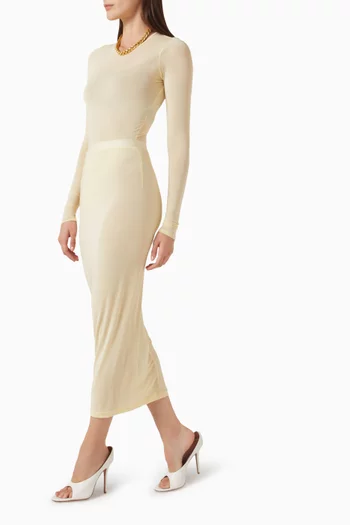 تنورة بقصة ضيقة وشفافة مزيج نايلون