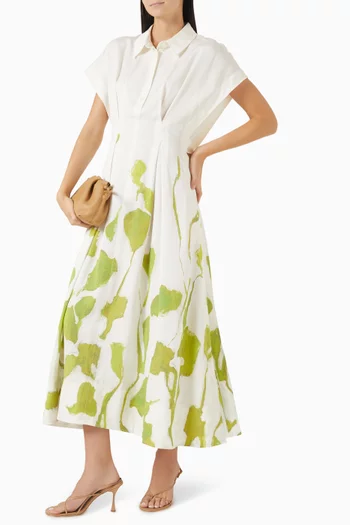 Wedmore Midi Dress in Linen-blend