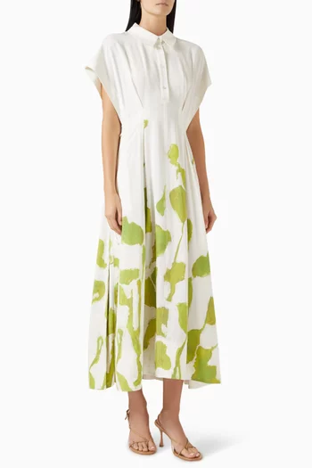 Wedmore Midi Dress in Linen-blend