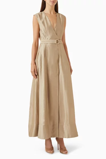 Hepworth Belted Maxi Dress in Linen Blend