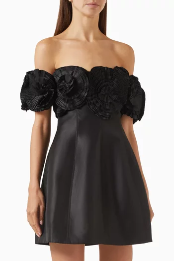 Trusley Off-shoulder Mini Dress in Satin