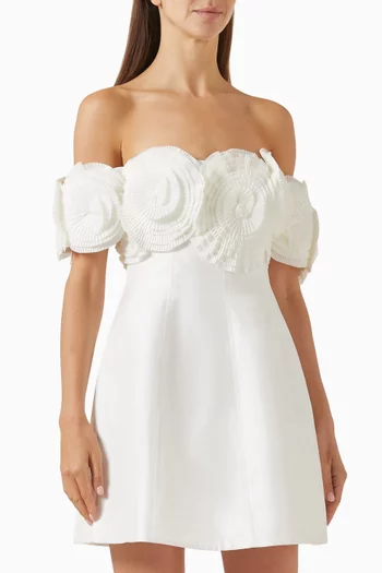 Trusley Off-shoulder Mini Dress in Satin
