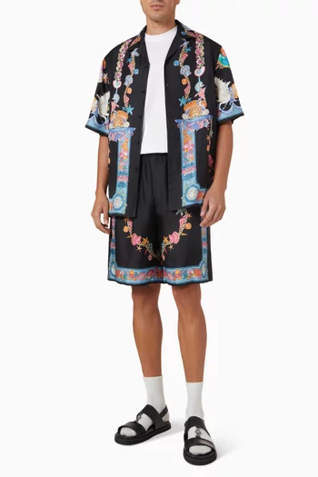 قميص بنقشة كورال ثيتر حرير تويل