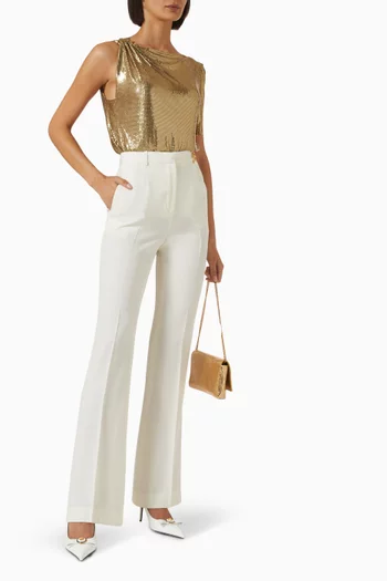 Flared High-waist Pants in Wool