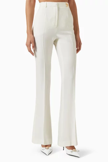 Flared High-waist Pants in Wool