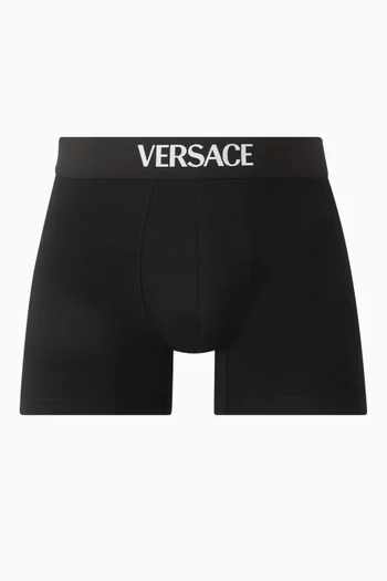 بوكسر طويل بشعار الماركة قطن مطاطي