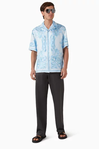 قميص بنقشة باروكية هندسية حرير تويل