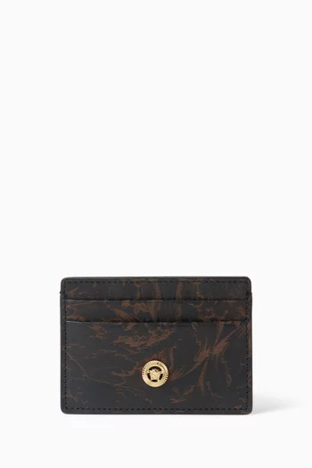 حافظة بطاقات جلد بنقشة باروكية محفورة بالليزر