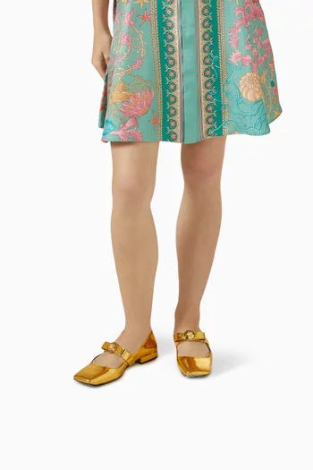 Gianni Ribbon Ballet Flats in Metallic Leather