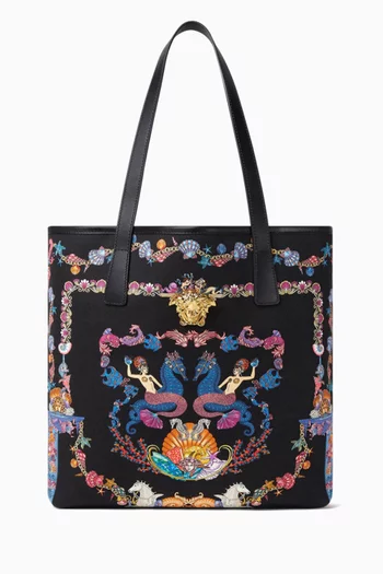 Coral Print Tote Bag in Leather