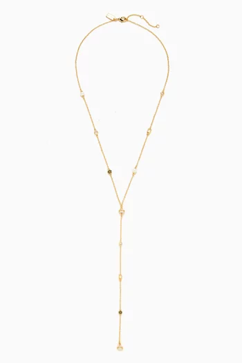 Heritage Pearl Charm Y Necklace in Gold-plated Brass